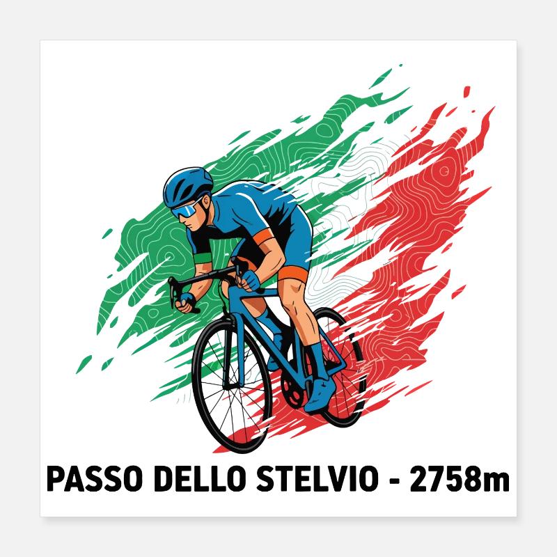 Passage dello Stelvio Grimpeur Colour Burst Poster 40 x 40 cm