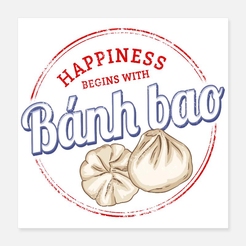 Bánh Bao Dumpling oder Baozi Vintage Teigtasche Poster 40x40 cm