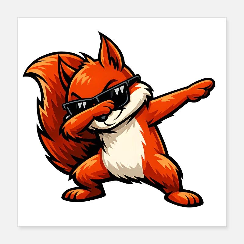 Dabbing Rotes Eichhörnchen Poster 40x40 cm