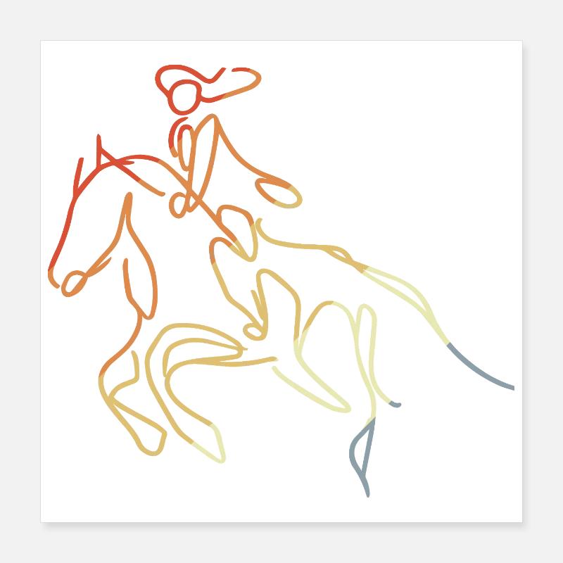 Sketch de la fille cavalière Poster 40 x 40 cm