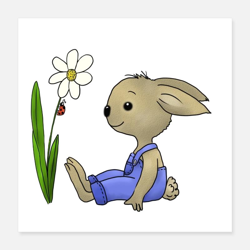Rabbit and ladybug Poster 16" x 16" (40x40 cm)