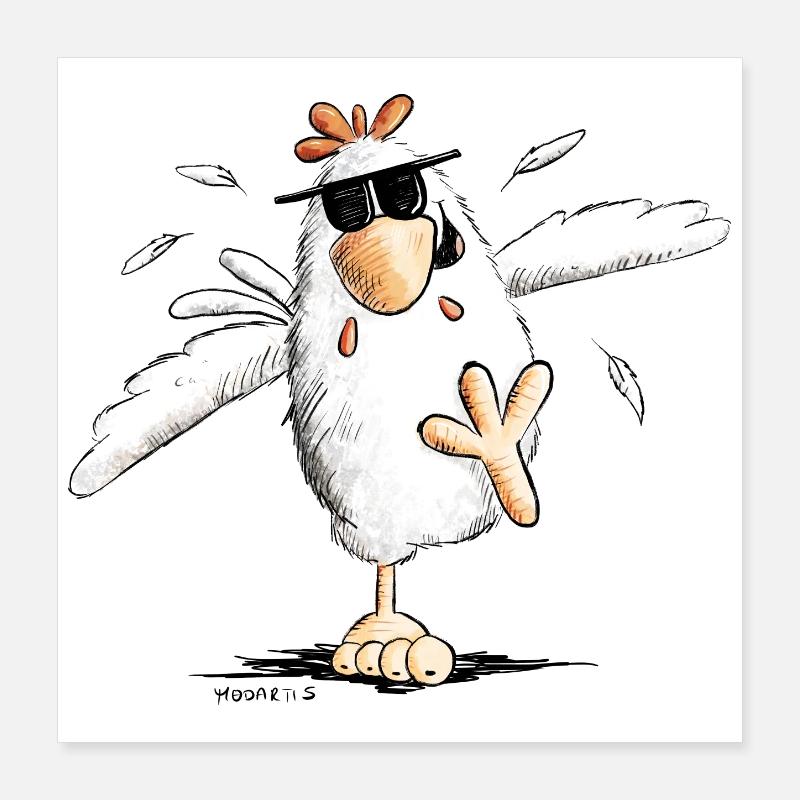 Poulet de course cool avec lunettes de soleil Poster 40 x 40 cm