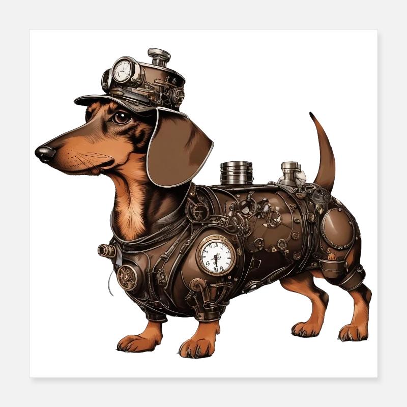 Le teckel Steampunk | Teckel Poster 40 x 40 cm