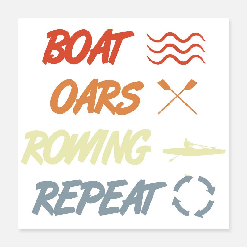 Bateau Rames Aviron Répéter Poster 40 x 40 cm