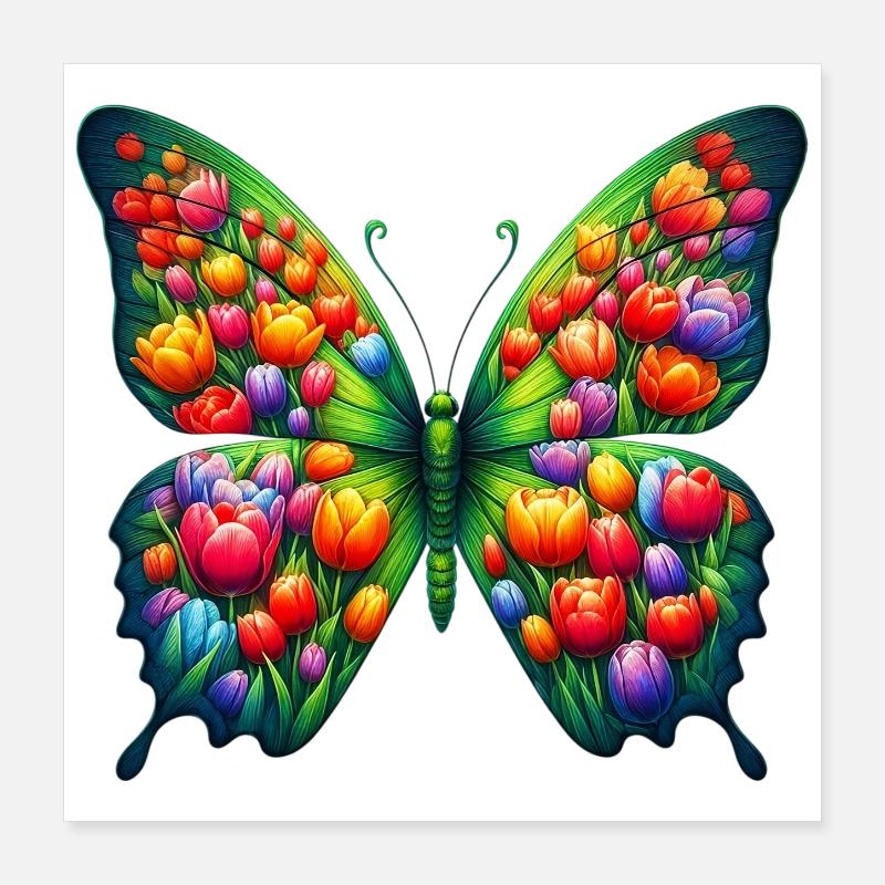 Butterfly tulip tulips Holland Poster 16" x 16" (40x40 cm)