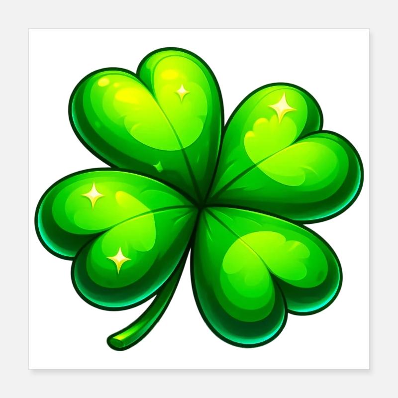 Vierblättriges Kleeblatt Poster 40x40 cm