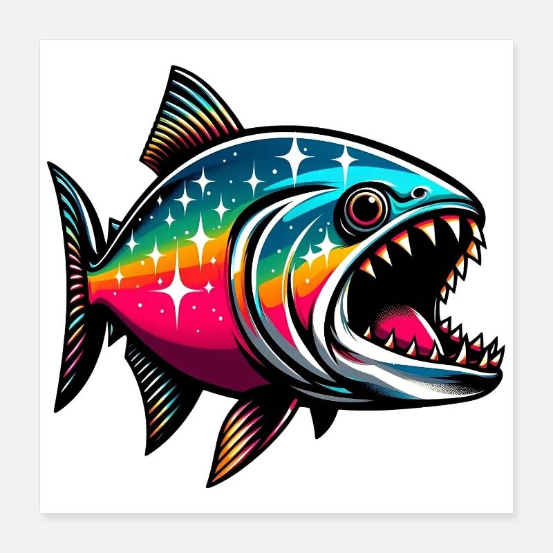 Piranha Poster 16" x 16" (40x40 cm)