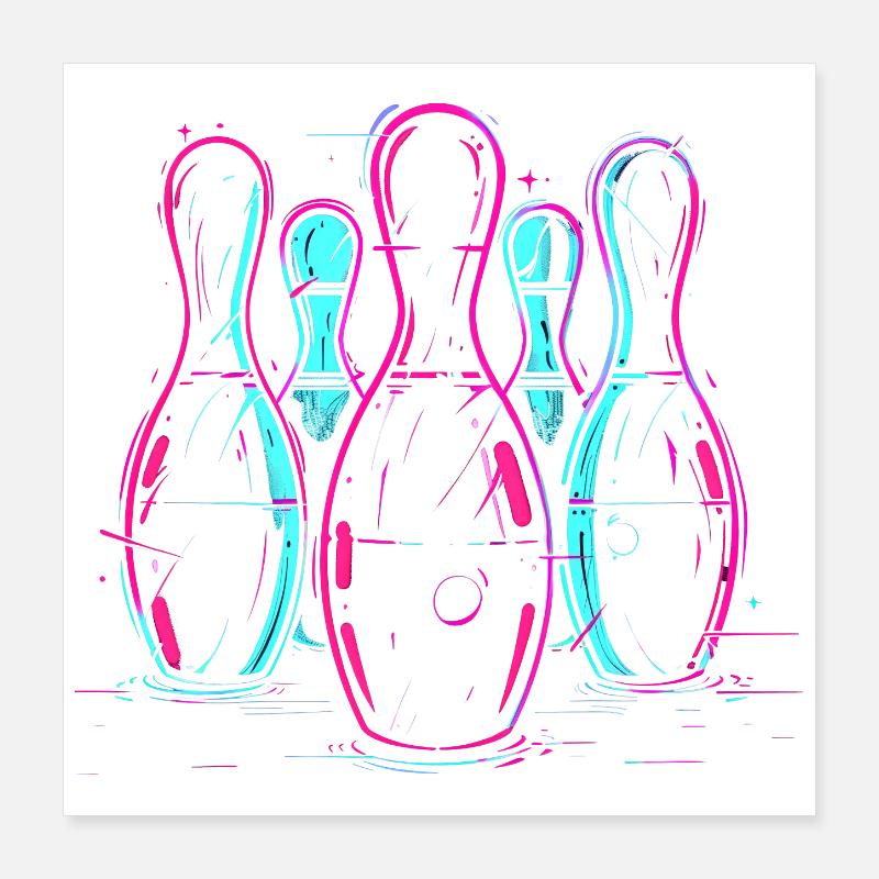 Retro Bowling Synthwave Poster 40x40 cm