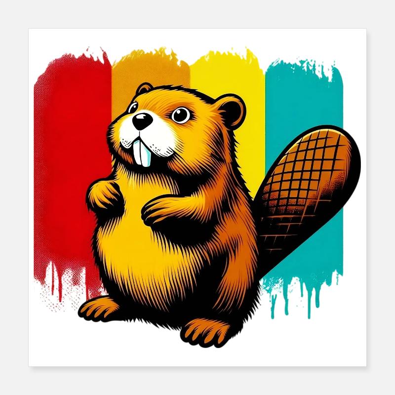 Beaver Poster 16" x 16" (40x40 cm)