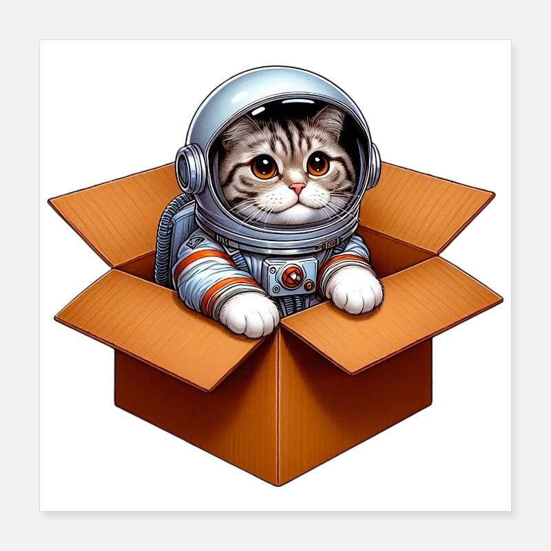 Chat astronaute Poster 40 x 40 cm