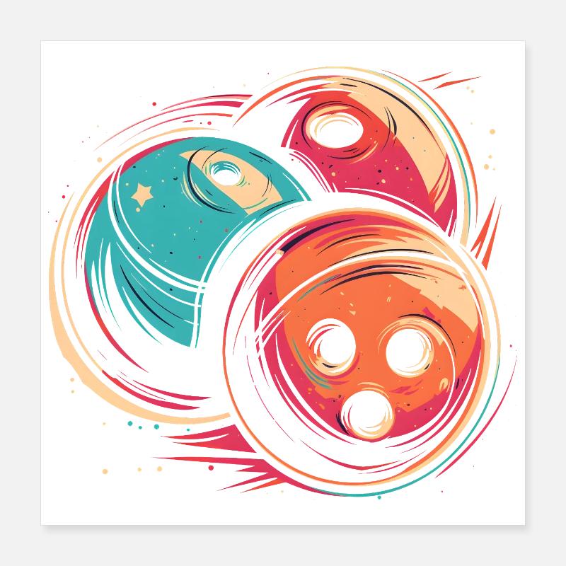 Boules de bowling Synthwave Poster 40 x 40 cm