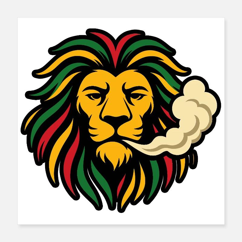 Reggae Lion Rasta Design Poster 16" x 16" (40x40 cm)