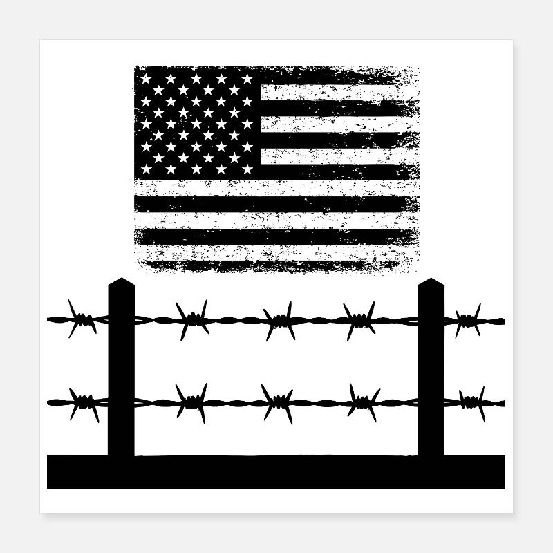 Stacheldraht Amerika Poster 40x40 cm