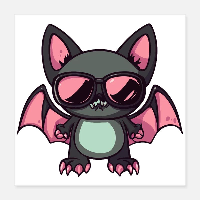 Chat vampire mignon avec des lunettes de soleil Poster 40 x 40 cm