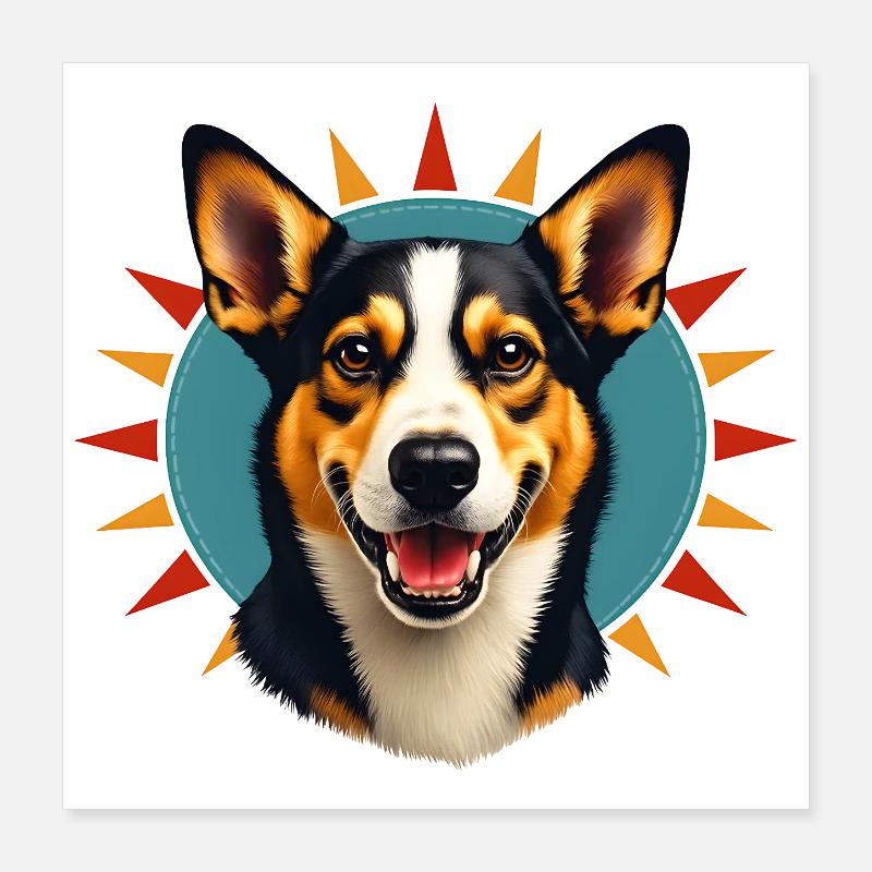 Corgi Strahlende Sonne Poster 40x40 cm