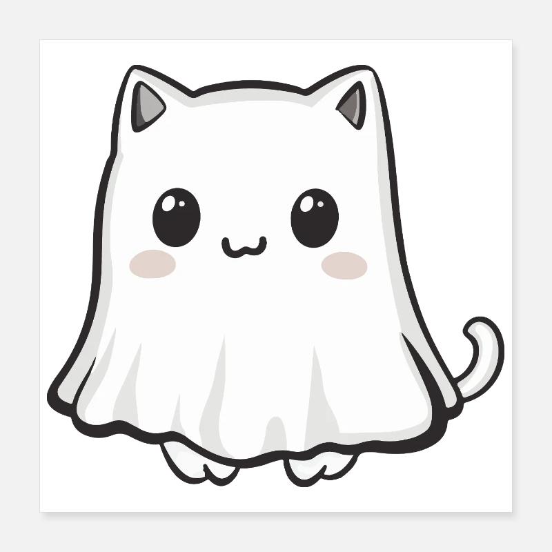 Katze Halloween Geist Poster 40x40 cm