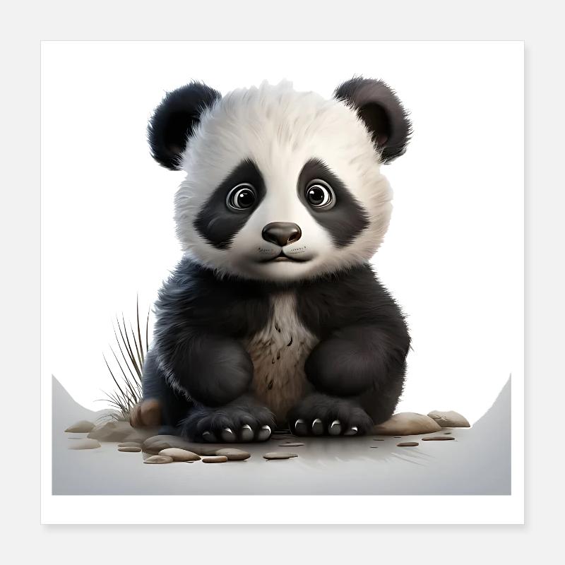 Cuddly panda baby on pebble path Poster 16" x 16" (40x40 cm)