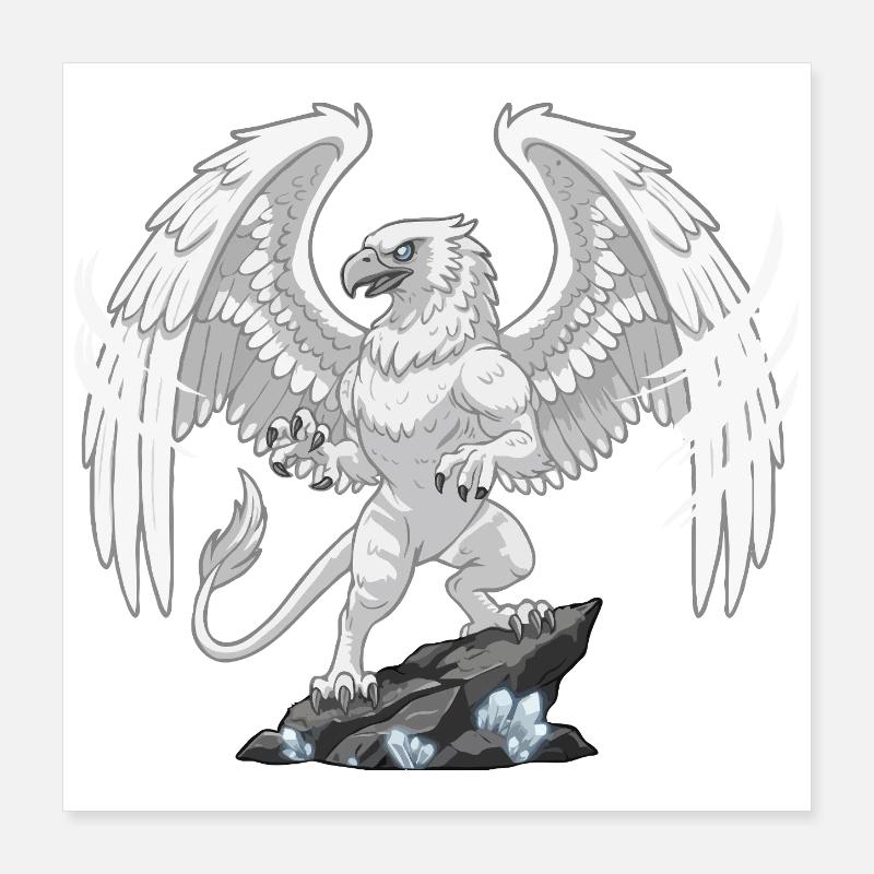 Mythical Gryphon on Crystal Rock Poster 16" x 16" (40x40 cm)