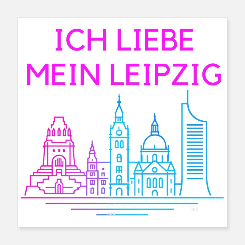 J’adore ma Leipzig Neon Skyline Poster 40 x 40 cm