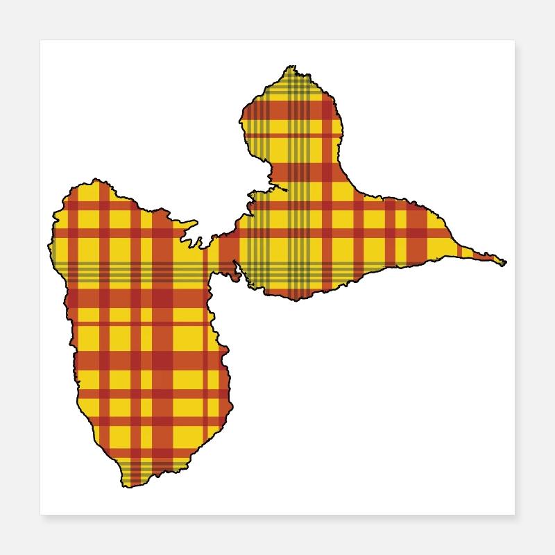 Guadeloupe-Karte Madras-Stil Geschenk Gwada 971 Poster 40x40 cm