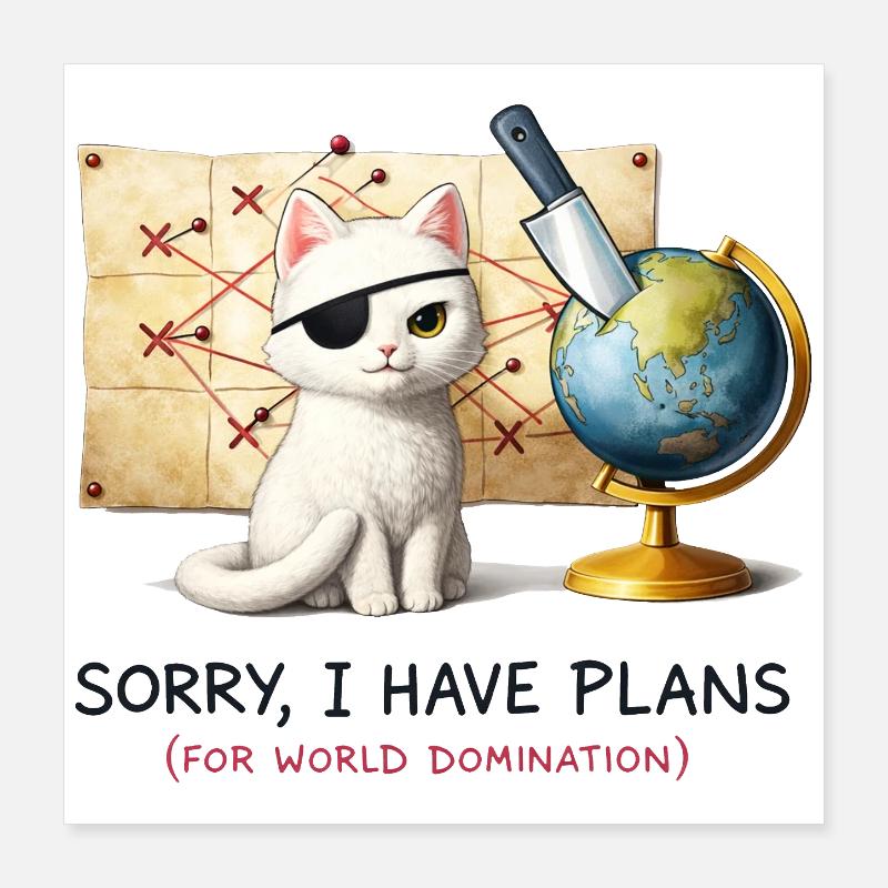 Evil Cat World Domination Plans Poster 16" x 16" (40x40 cm)