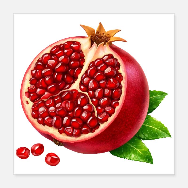 Halber Granatapfel realistisch   Poster 40x40 cm