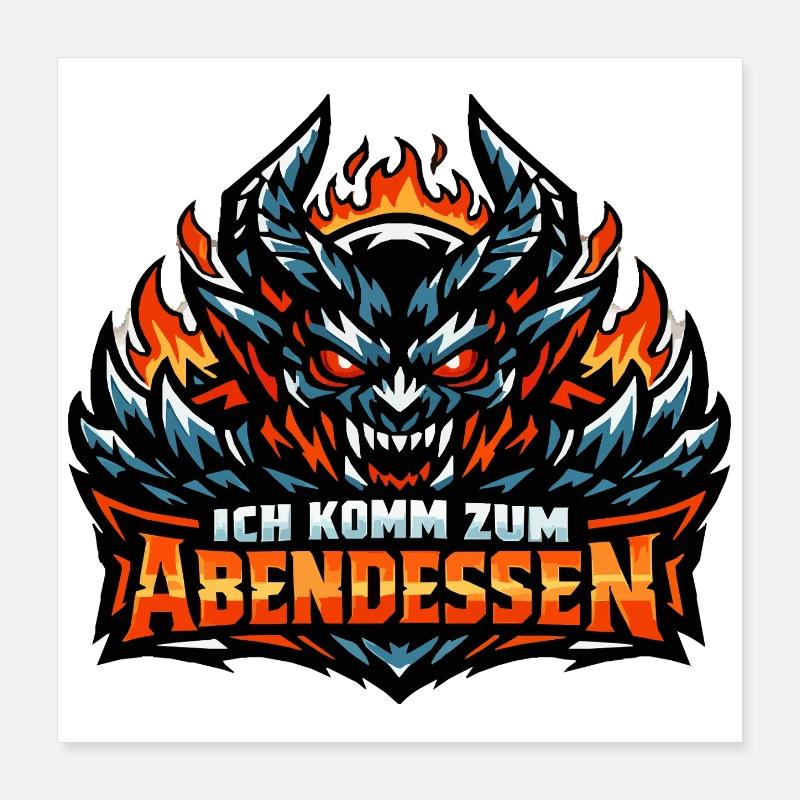 Abendessen Dämonen-Feuer Poster 40x40 cm