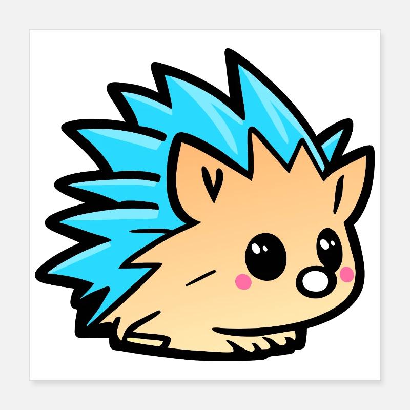 Dessin animé mignon de Kawaii Hedgehog Doodle Poster 40 x 40 cm