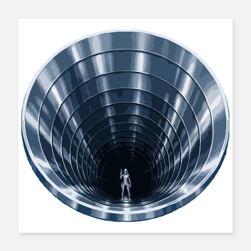 Stahltunnel mit Krieger Poster 40x40 cm