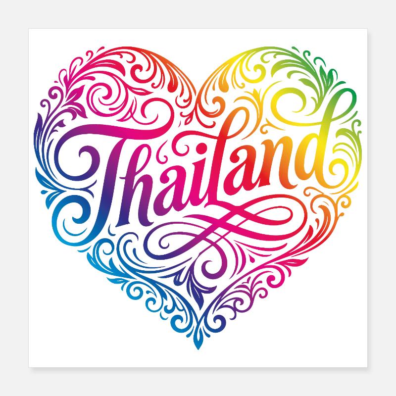 Cœur Thaïlandais Coloré Poster 40 x 40 cm