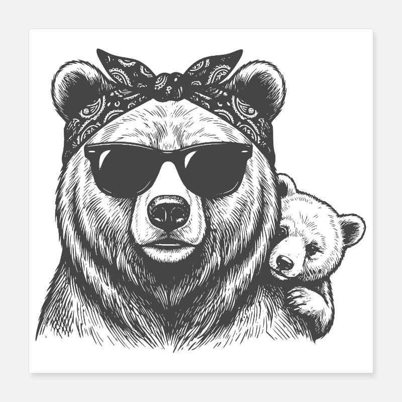 Maman Ours et Bébé Poster 40 x 40 cm