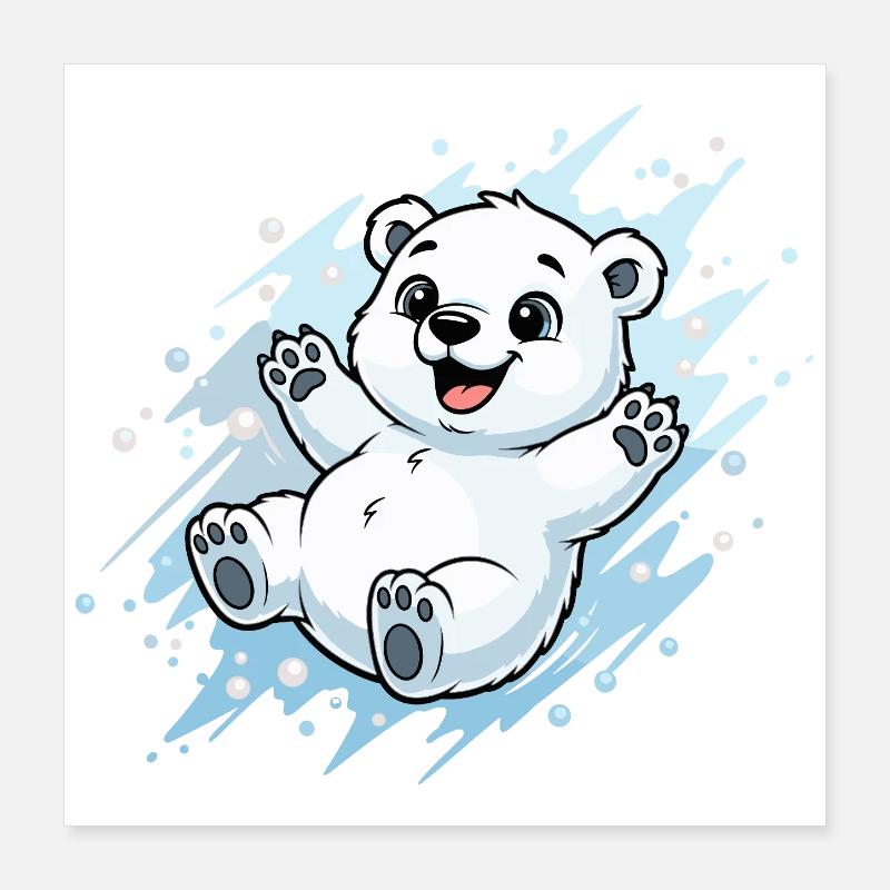 Joyeuse éclaboussure d’ours polaire Poster 40 x 40 cm