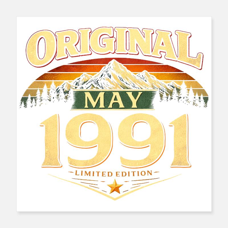 35th Birthday Gift Original May 1991 Poster 16" x 16" (40x40 cm)