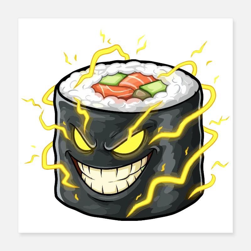 Rouleau de sushi démon de feu Poster 40 x 40 cm