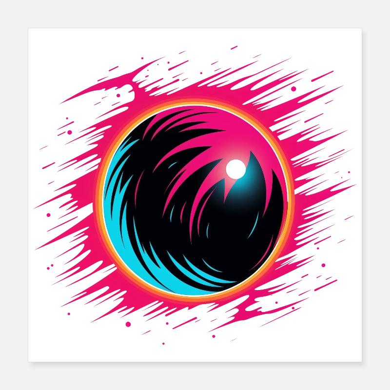Retro Bowlingkugel Steamwave Poster 40x40 cm