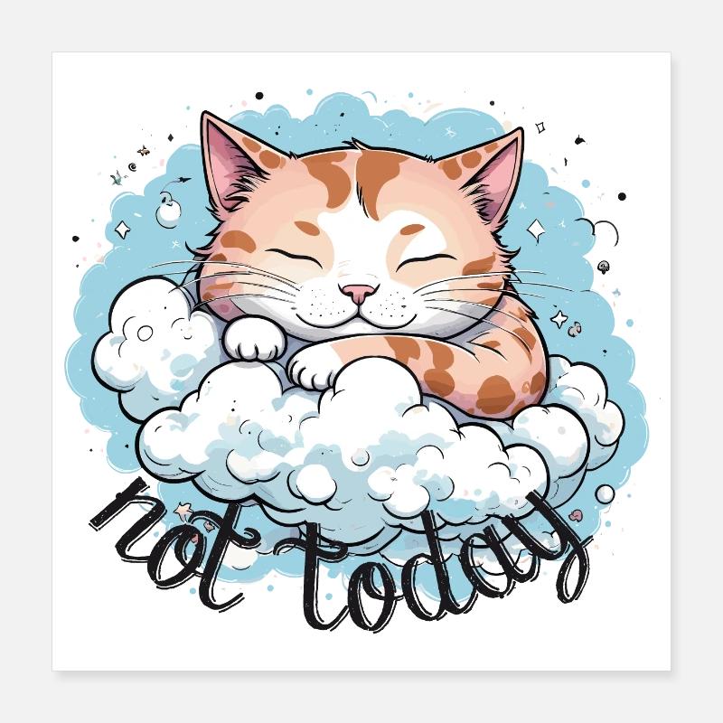 chat qui dort, humour drôle de chat Poster 40 x 40 cm