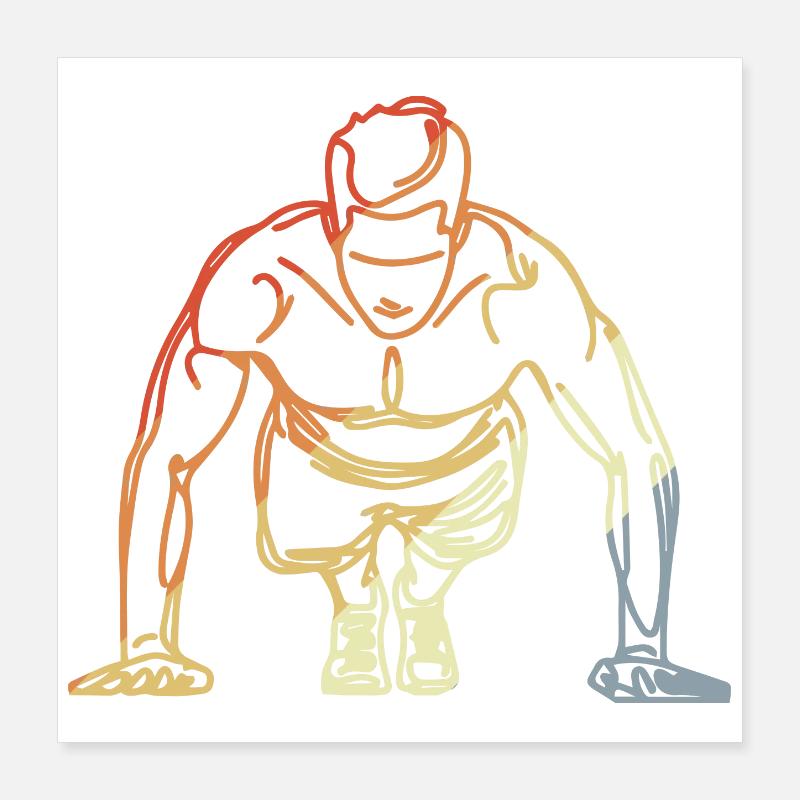 Vintage Bodybuilder Zeichnung Poster 40x40 cm
