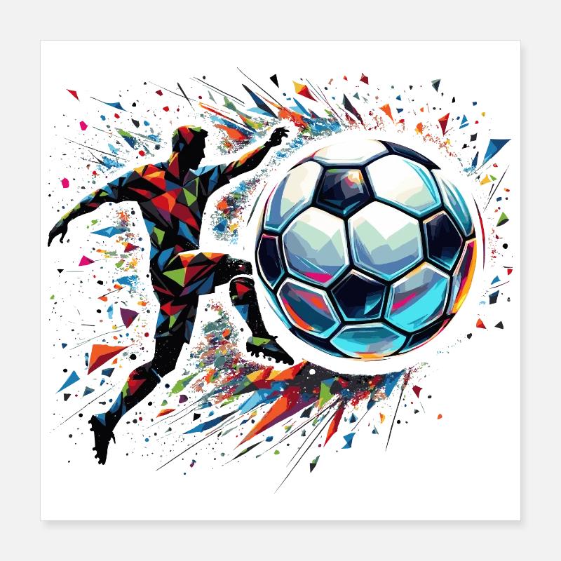 dynamic soccer player playing soccer Poster 16" x 16" (40x40 cm)