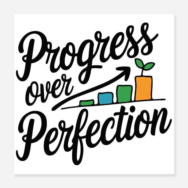 Progress Over Perfection Growth Chart Poster 16" x 16" (40x40 cm)