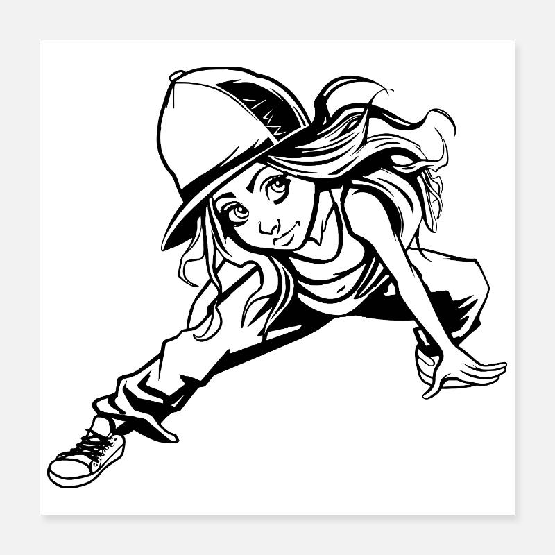 Breakdance Girl Poster 16" x 16" (40x40 cm)