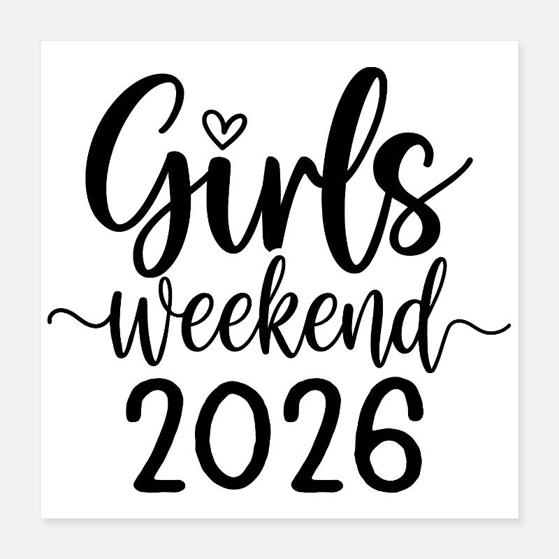 Lettrage du week-end des filles 2026 Poster 40 x 40 cm