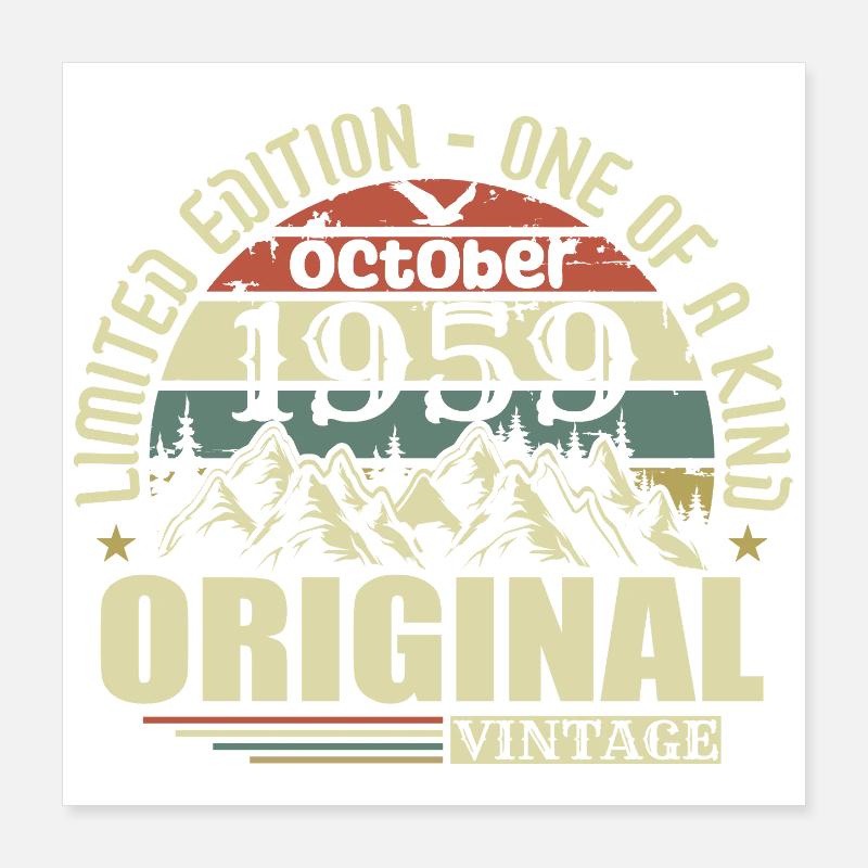 Octobre 1959 - Cadeau pour ses 66 ans Octobre Poster 40 x 40 cm