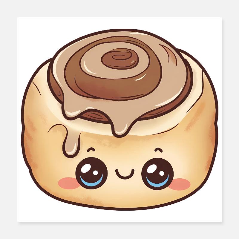Cute Cinnamon Roll Kawaii Poster 16" x 16" (40x40 cm)