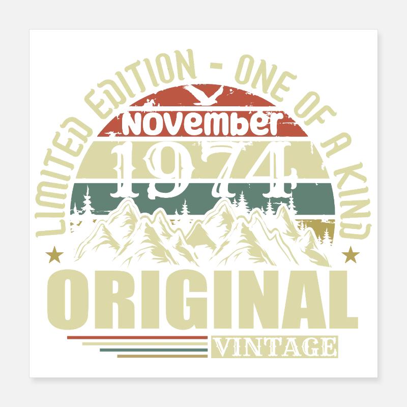 Geburtstag November 1974 Poster 40x40 cm