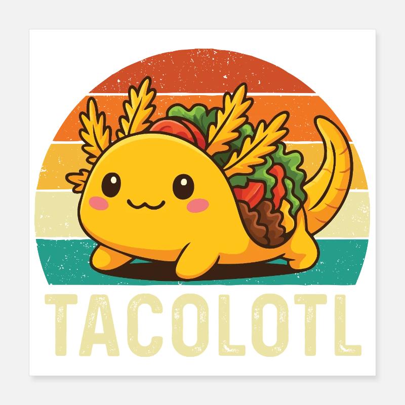 Tacolotl Cute Axolotl Taco Mashup Poster 16" x 16" (40x40 cm)