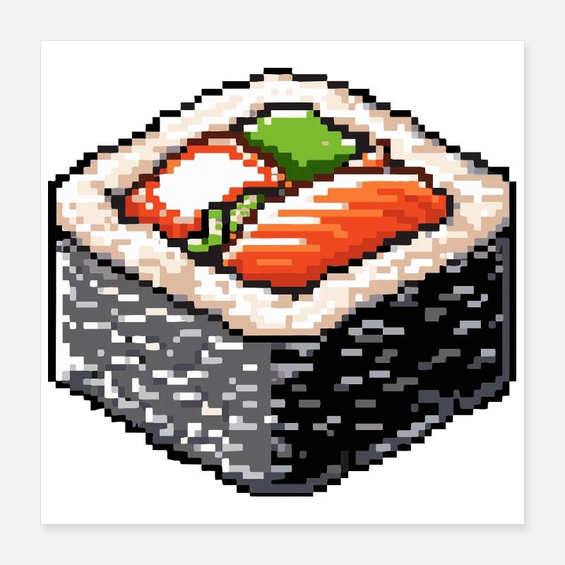 Pixel Sushi Bento Kunst Poster 40x40 cm