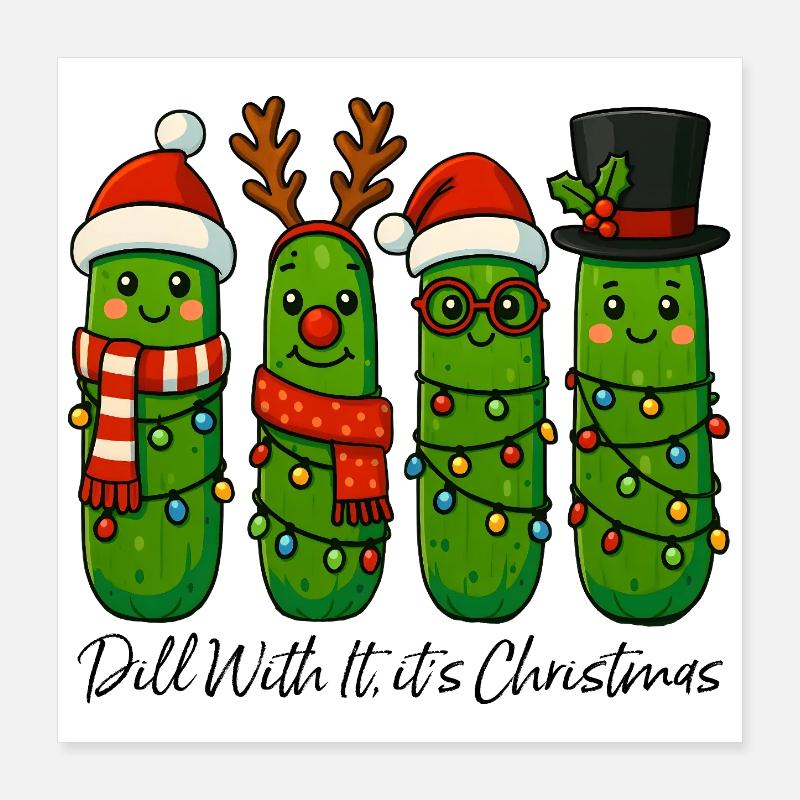 Cornichons de Noël drôles d’aneth avec son design Poster 40 x 40 cm
