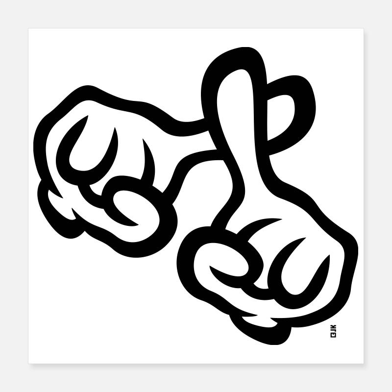 Finger cross (hands / cross / Bible / religion, 1C) Poster 16" x 16" (40x40 cm)