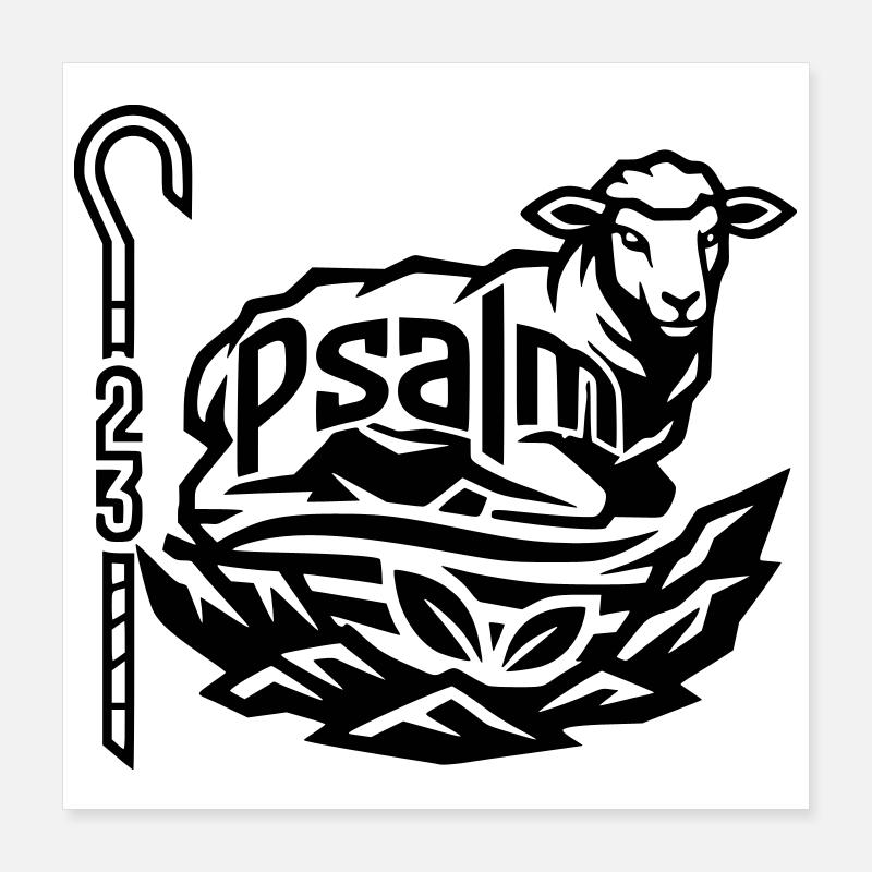 Psaume 23 - Poster 40 x 40 cm - blanc