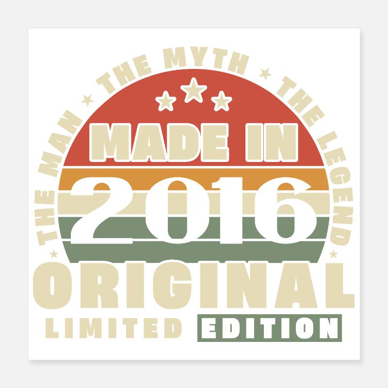 2016 Vintage Retro Geburtstagsgeschenk Poster 40x40 cm